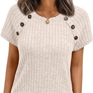 AUTOMET Women’s Short Sleeve Shirts Business Casual Blouses Dressy Work Tunic Tops 2026 Spring Sweaters Fashion Clothes