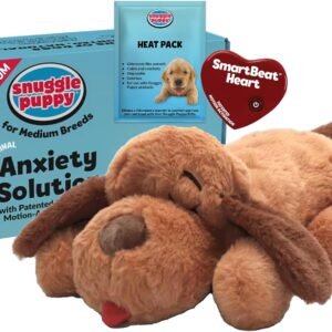 Snuggle Puppy Original Heartbeat Puppy Toy with Real-Feel Pulse & Heat Pack, Calming Sleep Aid for Puppy Anxiety, Crate Training, First Nights & New Puppy Transition – Biscuit