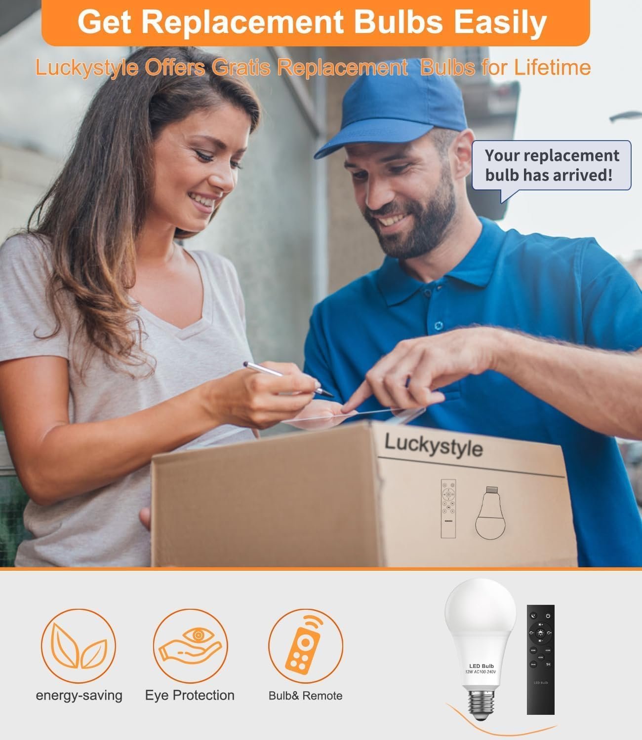 luckystyle Dimmable Floor Standing Tall Lamp, 12W Led Bulb with Lampshade, Foot Switch, Remote Custom Color Temperature Pole for Bedroom, Office, Kids & Living Room, Black - Image 5