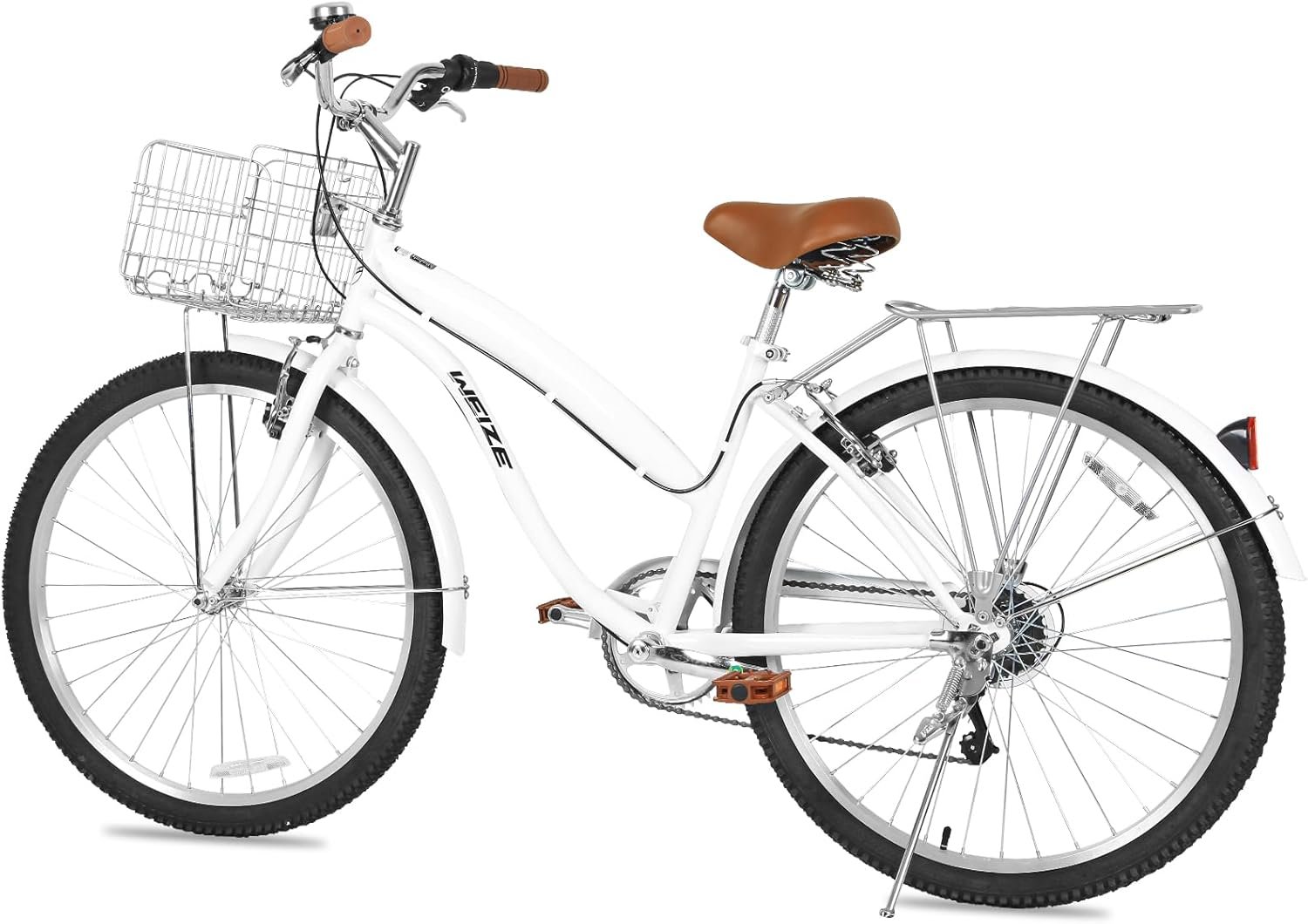 WEIZE Beach Cruiser Bike, 26 inch Commuter Bicycle for Adult Men and Women,High-Carbon Steel/Front & Rear Fenders, Comfortable City Bikes with Rear Rack or Basket, Ergonomic Upright Design - Image 7