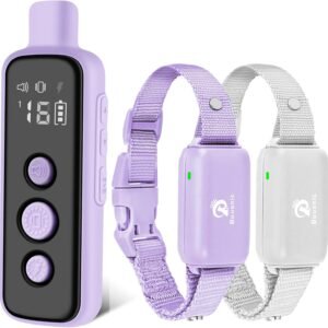 Bousnic Dog Shock Collar for 2 Dogs – (8-120lbs) Waterproof Rechargeable Electric Dog Training Collar with Remote for Small Medium Large Dogs with Beep Vibration Safe Shock Modes(Purple)