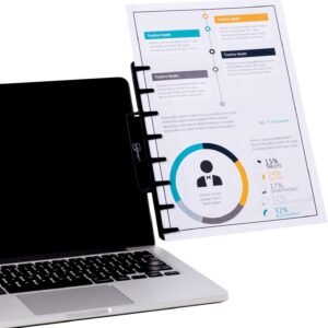 Note Tower Monitor Document Paper Holder for Typing | Clips to Laptops & Desktop Monitors I Reduces Eye & Neck Strain | Portable Copy Holder for Desk | Sticky Note Stand & Monitor Memo Board | Black