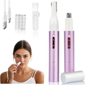 2026 Rechargeable Nose & Ear Hair Trimmer, Dual-Edge Blade Electric Clipper for Women Men, Facial & Eyebrow Hair Removal Tool, Powerful Motor, Painless, Easy to Clean (Multicolor)