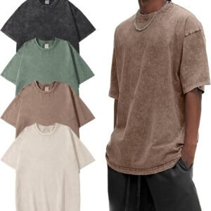 Eiscntd Men’s Oversized T-Shirts Heavyweight Cotton Vintage Washed Loose Fit Unisex Baggy Tee Shirts