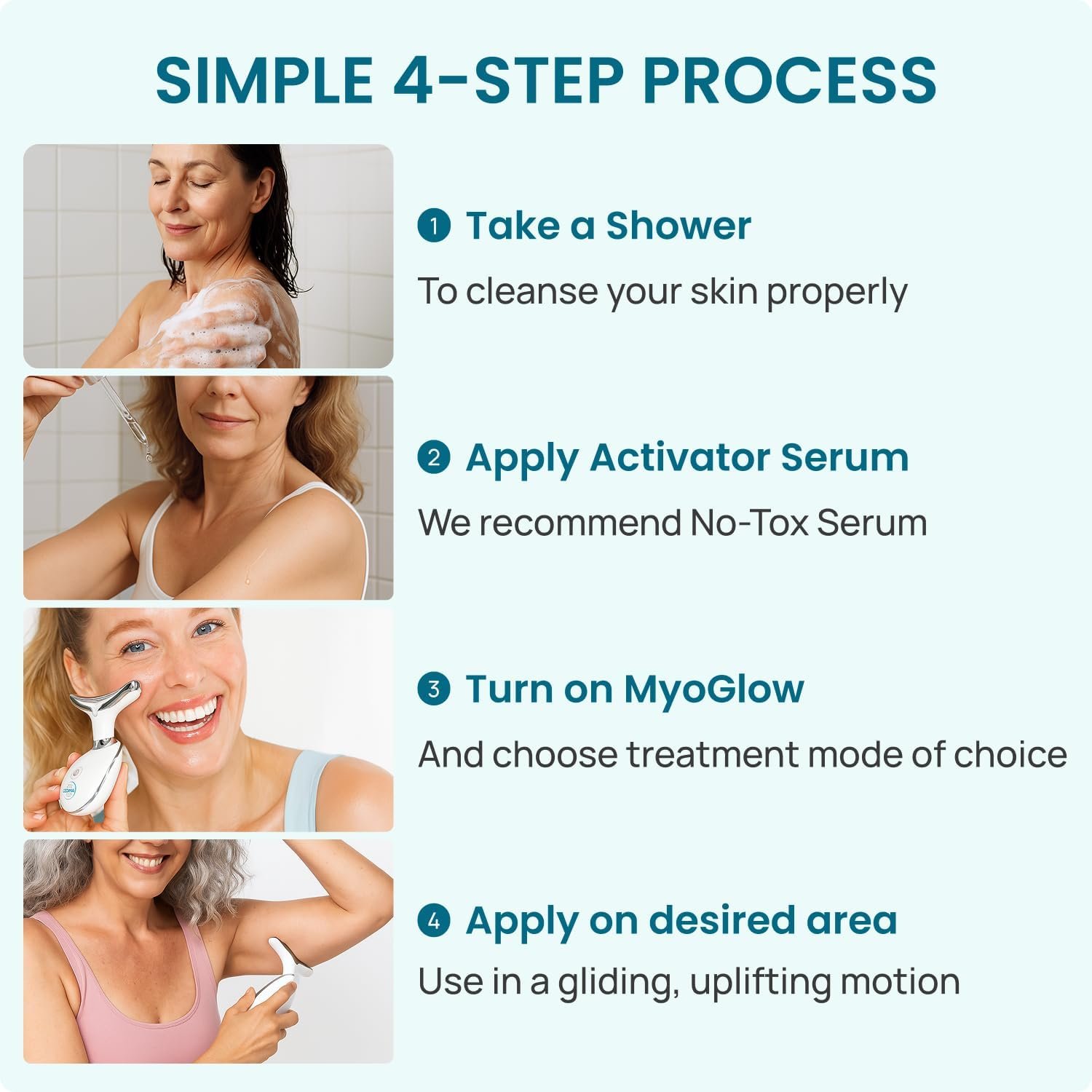 MyDermaDream MyoGlow & Niacinamide Serum & NoTox Serum - Total Body Skin Tightening and Lifting Device for Face, Neck, Arms, and Legs - Image 8