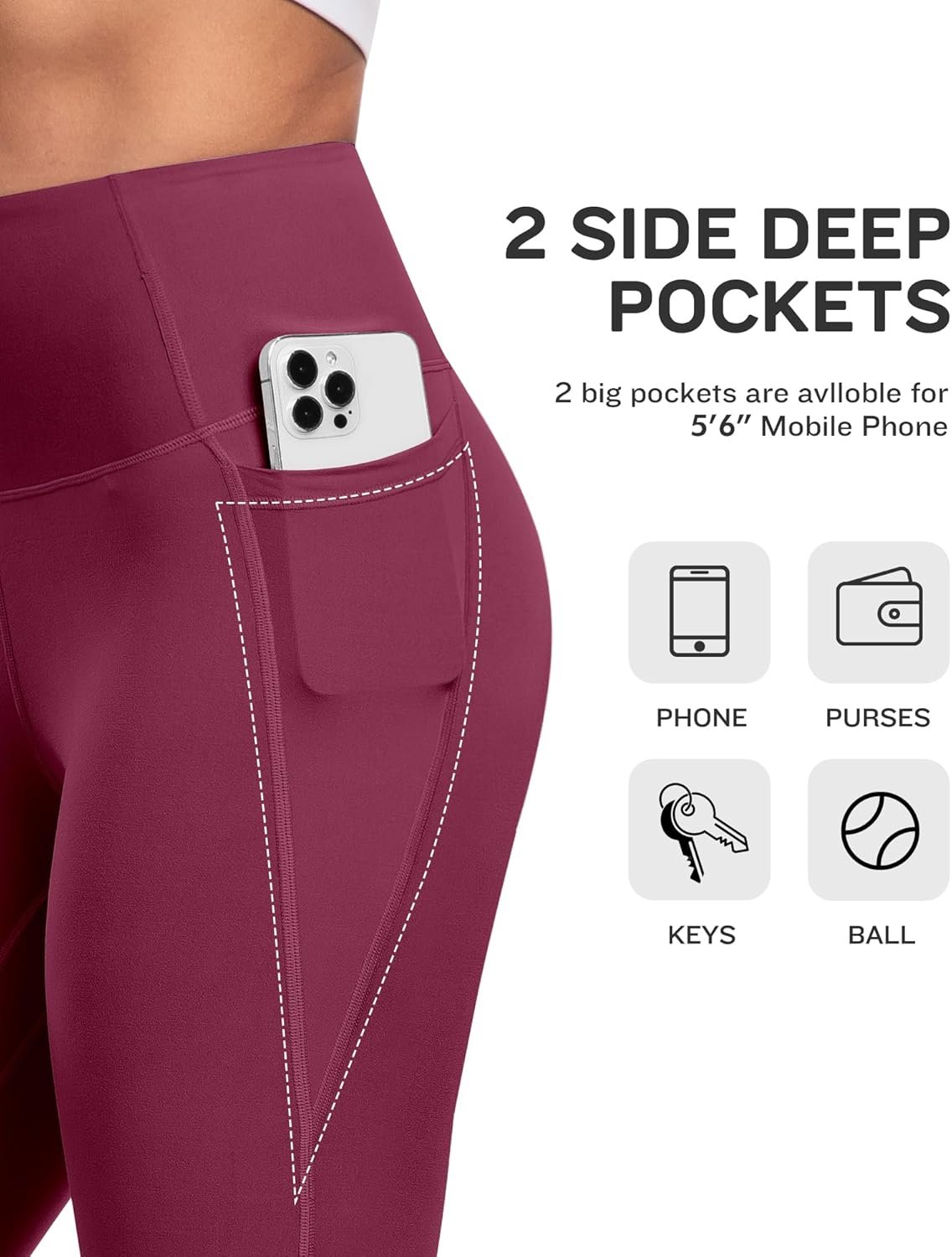 NORMOV 4 Packs Yoga Leggings with Pockets for Women, Soft High Waisted Tummy Control Workout Pants - Image 5