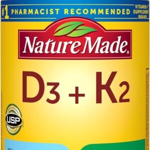 Nature Made Vitamin D3 K2 Supplement, 5000 IU (125 mcg) Vitamin D for Bone, Teeth, Muscle and Immune Support, 30 D3 and K2 Softgels, 30 Day Supply