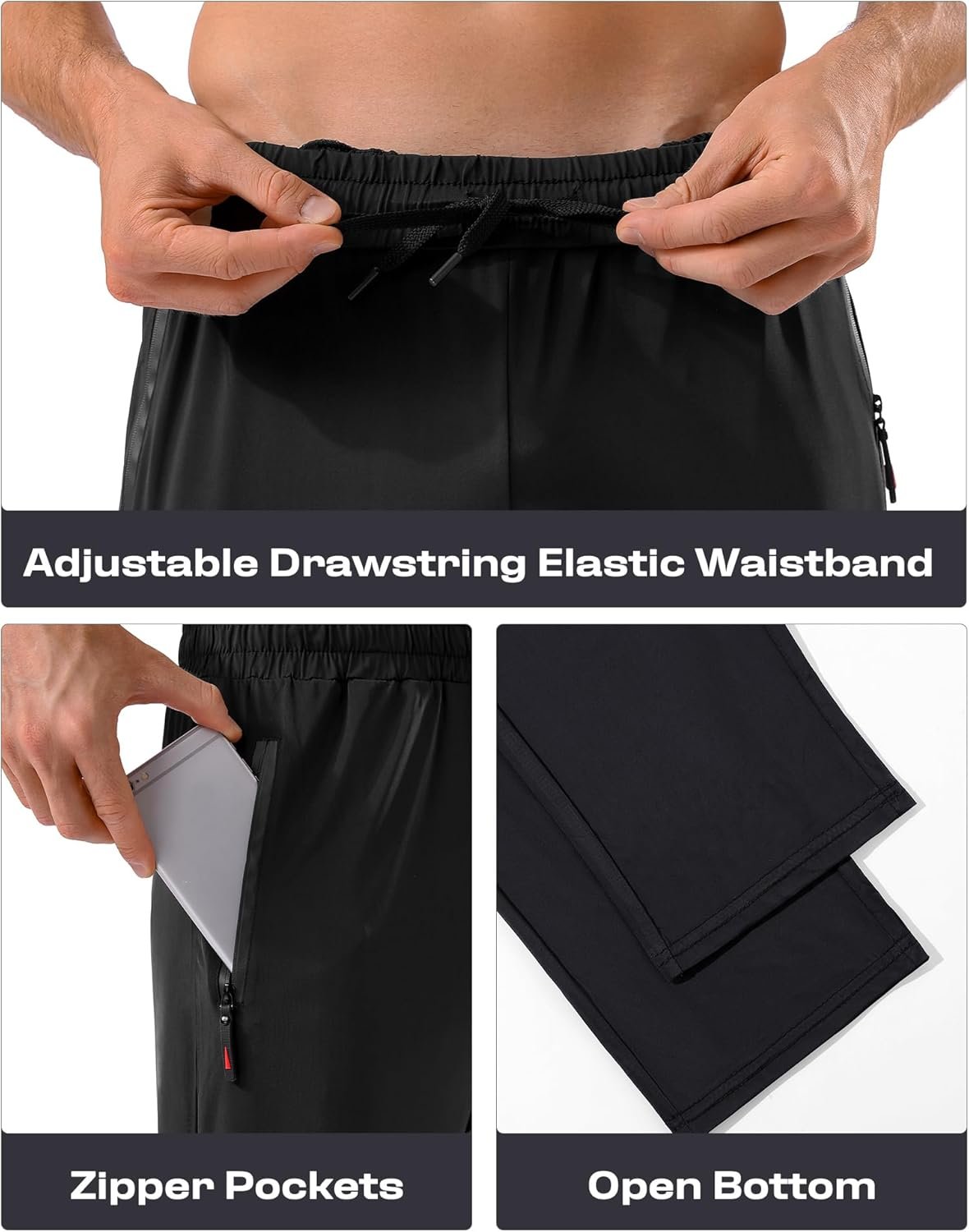 5 Pack Men's Sweatpants with Zipper Pockets Stretch Lightweight Athletic Track Activewear Pants for Men Joggers - Image 5