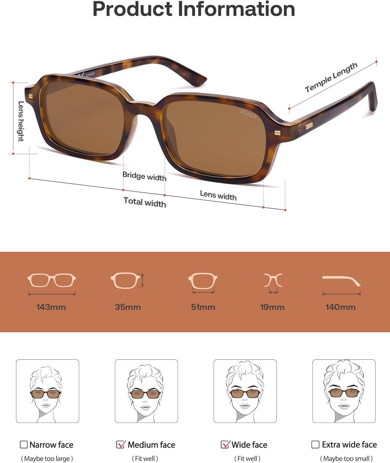 SOJOS Trendy Rectangle Polarized Sunglasses Womens Mens, Small Retro Fashion Thin Slim Square Sunnies SJ2610 - Image 5