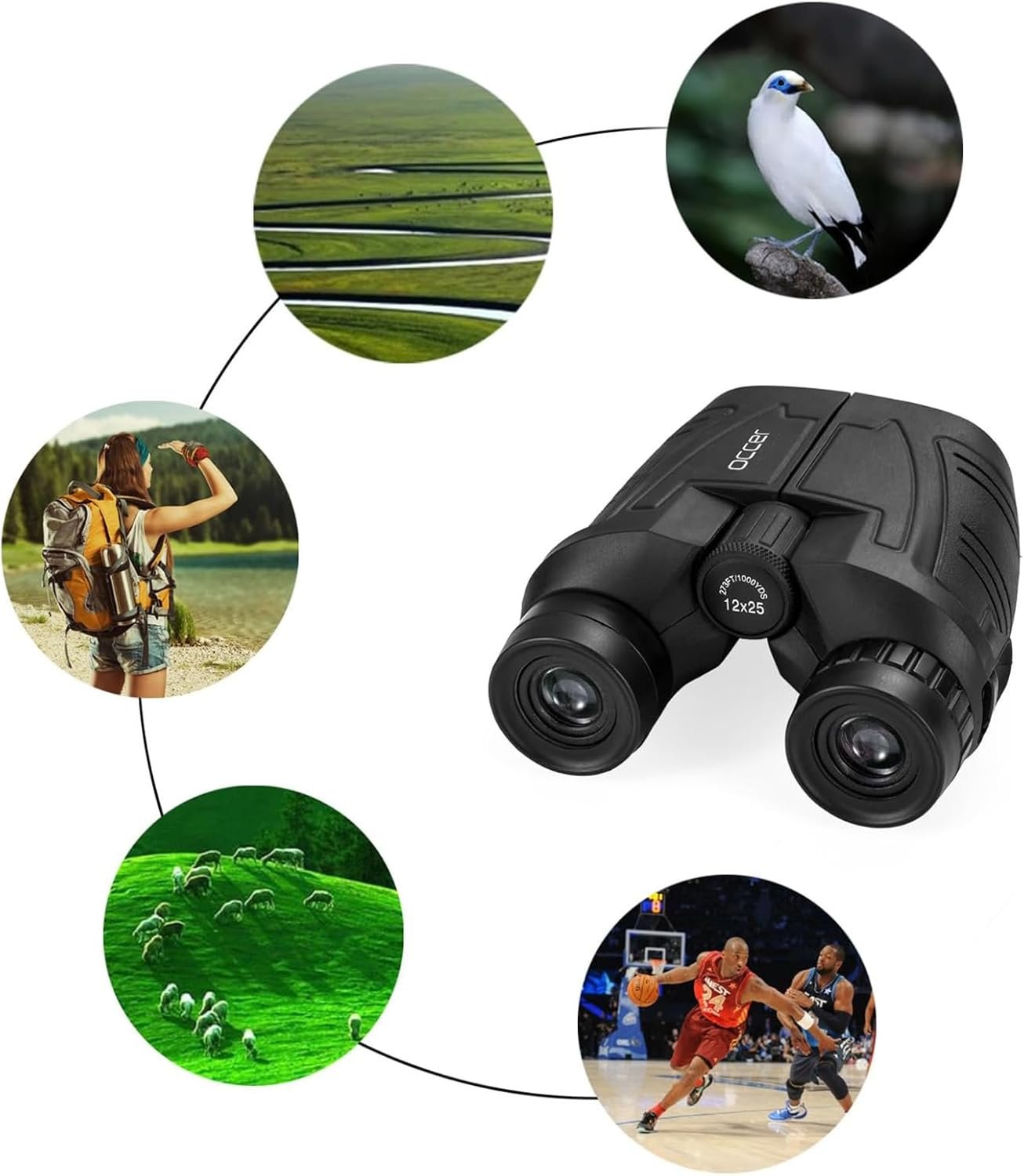 Occer 12x25 Compact Binoculars for Adults and Kids, Large Eyepiece Waterproof Binocular with Low Light Vision,High Powered Easy Focus Binoculars for Bird Watching,Outdoor Hunting,Travel,Sightseeing - Image 6