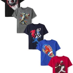 The Children’s Place Boys’ Sports Short Sleeve Graphic T-Shirts, Multipacks