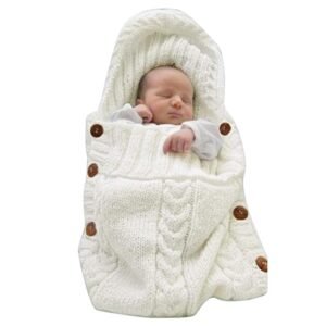 XMWEALTHY Newborn Baby Wrap Swaddle Blanket Knit Sleeping Bag Receiving Blankets Stroller Wrap for Baby Beige 0-6 Month