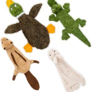 Best Pet Supplies Squeaky Dog Toys with Soft Durable Fabric for Small, Medium and Large Pets Interactive Toy for Indoor Play, Supports Active Biting and Play – 4 Figures, Small