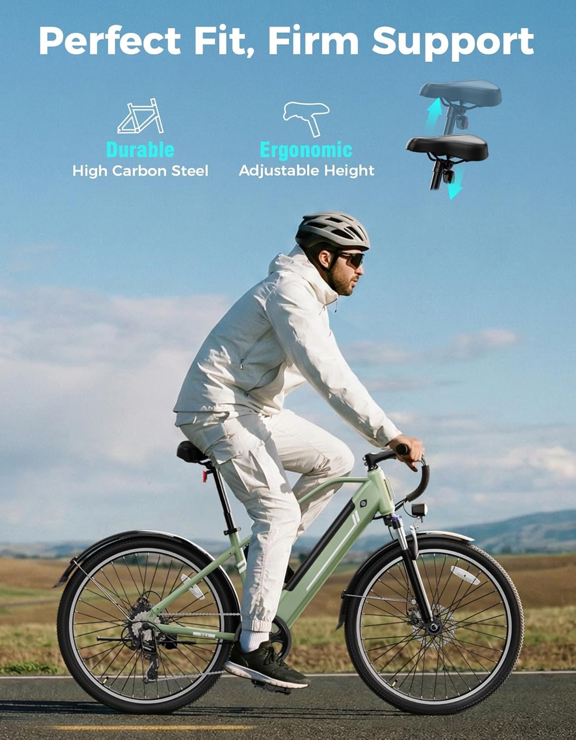 Jasion 26" Electric Bike for Adults, Internal Removable Battery Ebike with 3 Modes & 7-Speed, UL2849 Certified, 1200W Peak Motor, Max 28Mph & 50Miles, Shock Absorber, Electric City Commuter Bicycle - Image 5
