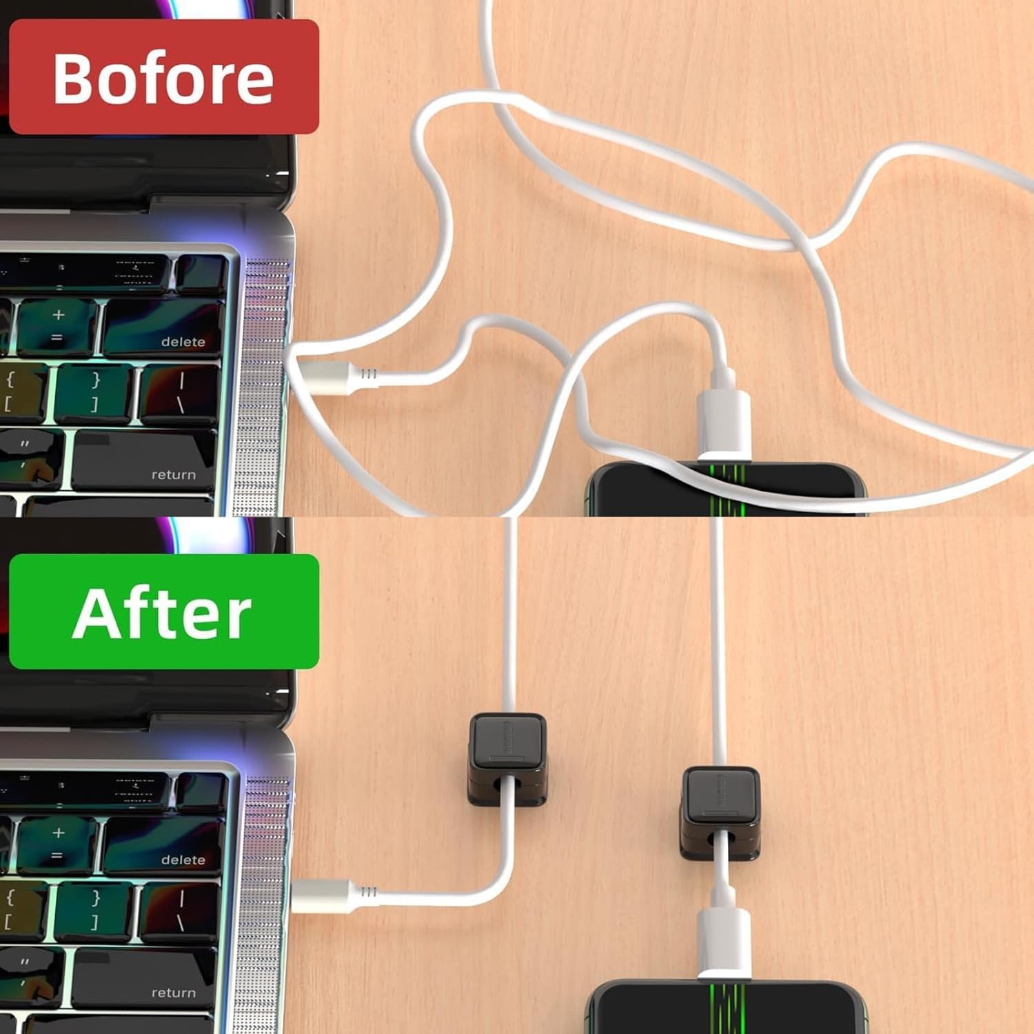 8 Pack Cord Organizer Holder,Costop Strong Adhesive Desk Cable Management Magnetic Easy Open,Organize Phone Charging Cords Wire Holder Organizer Neatly for Home,Office,Car,Desk,Nightstand - Image 8