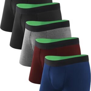 TIICHOO Washable Incontinence Underwear for Men Regular Absorbency Incontinence Boxer Briefs with Fly 5 Pack