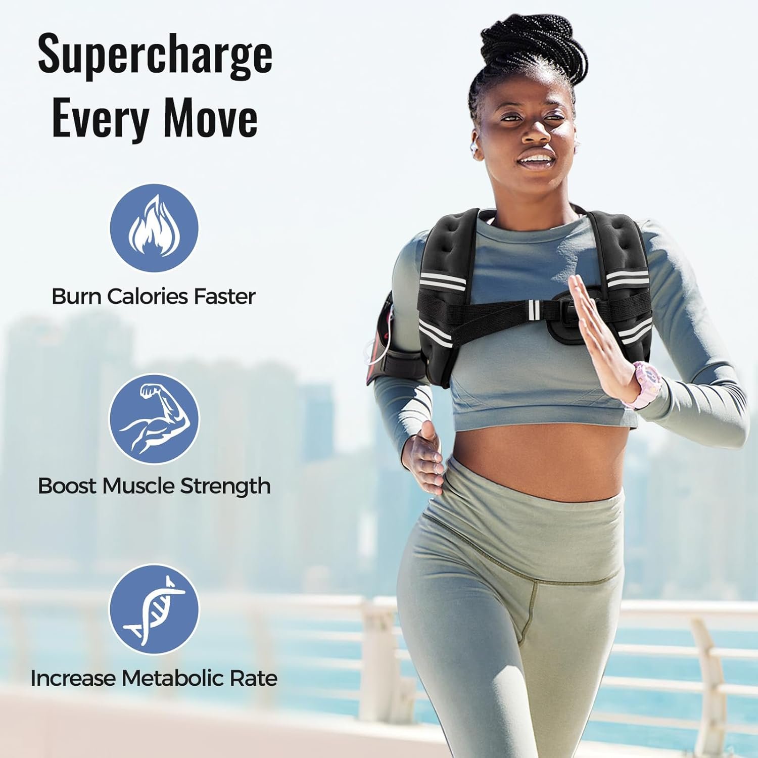 Weighted Vest for Women & Men with Reflective Stripe and Adjustable Buckle, Comfortable & Durable Rucking Vest for Walking, Running & Strength Training - Image 2