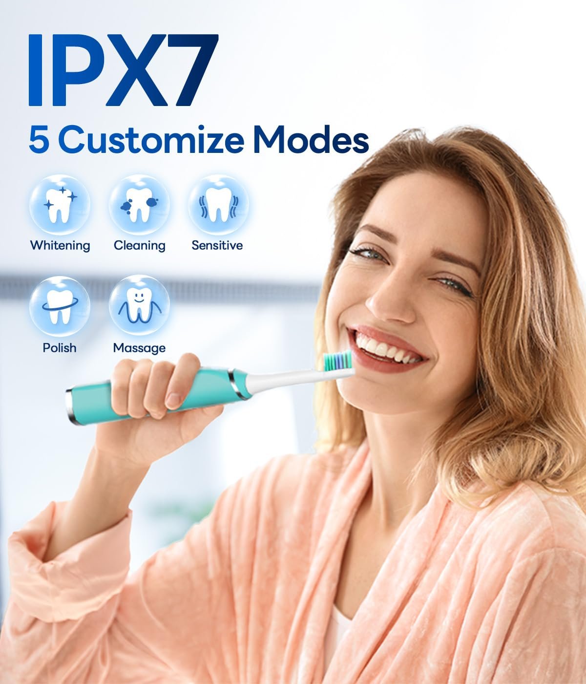 Bymore Electric Toothbrush for Adults,Kids ElectricToothbrush,Travel Sonic Kids Toothbrush with 8 Replacement Heads,Ultra Soft RechargeableToothbrush-Blue - Image 6