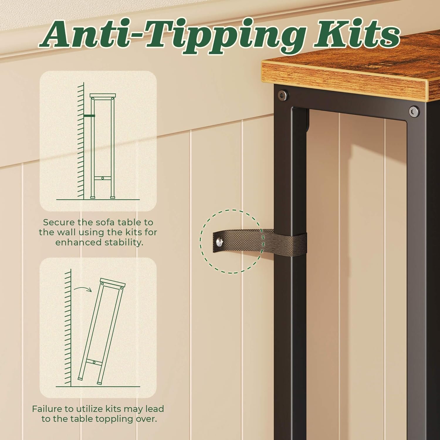 SUPERJARE 78.8 inch Narrow Console Table with Outlet, Sofa Tables, Behind Couch Table, Long Entryway Tables with Charging Station, for Living Room, Rustic Brown - Image 7