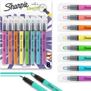 Sharpie Clear View Highlighter Sticks, Chisel Tip, Assorted Fluorescent, 8 Count – School, Home, and Office Use, Teacher Supplies