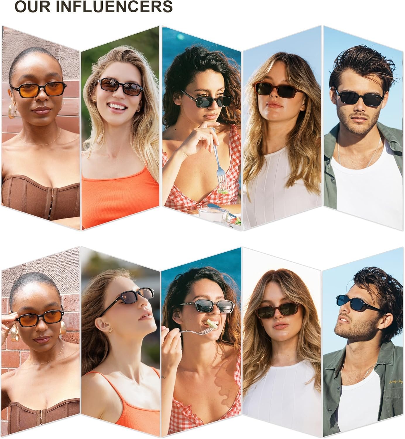 SOJOS Trendy Rectangle Polarized Sunglasses Womens Mens, Small Retro Fashion Thin Slim Square Sunnies SJ2610 - Image 3