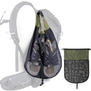 HIKEMAN Mesh Shoe Storage Bag for Hiking, Backpack External Storage Pouch, Attach to Backpack for Hiking, Camping, Backpacking & Outdoor Activities(Army Green, M)