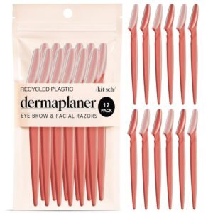 Kitsch Dermaplane Razor for Women Face – Face Razors for Women & Men, Eye Brow Razors & Face Shaver – Exfoliating Facial Razor & Dermaplaner as Skin Care Tool for Smoother Skin – Coral, 12 pcs