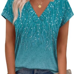 XIEERDUO Womens Summer Tops Short Sleeve Shrits 2026 Trendy V Neck Spring Outfits Beach Vacation Clothes