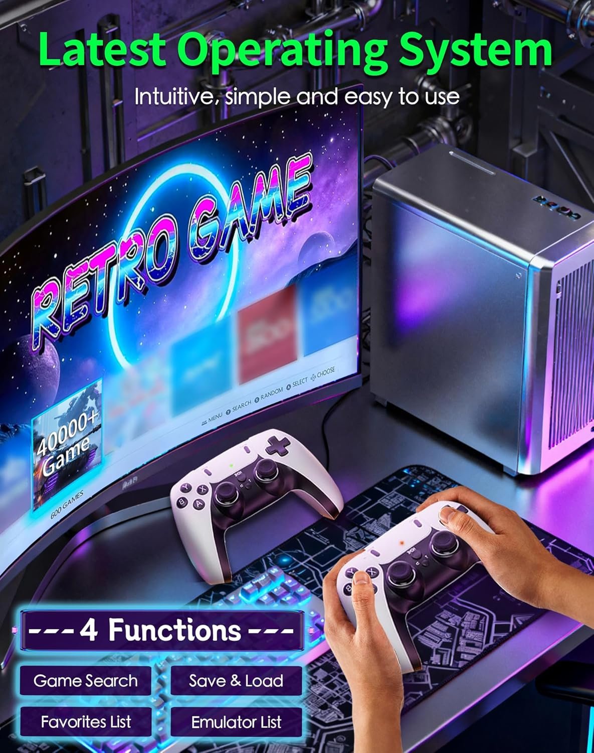 2026 Upgraded Retro Gaming Console Stick, Video Games Stick Built-in 23 Emulators Console Projector, 40000+ Game System with 4K HDMI, Plug and Play TV Video Game Stick with Controllers (White) - Image 5