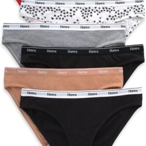 Hanes Women’s Originals Bikini Panties, Breathable Stretch Cotton Underwear, Assorted, 6-pack