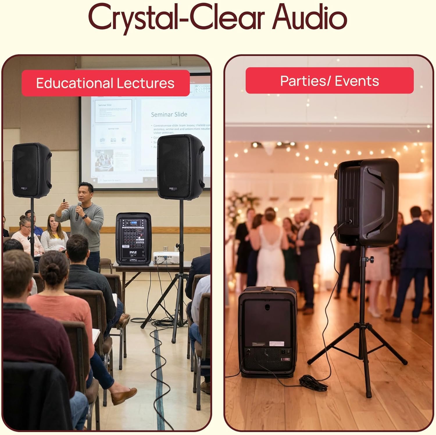 Pyle PA Speaker DJ Mixer Bundle - 300 W Portable Wireless Bluetooth Sound System w/ USB SD XLR 1/4" RCA Inputs - Dual Speaker, Mixer, Microphone, Stand, Cable - Home/Outdoor Party - PPHP28AMX,Black - Image 4