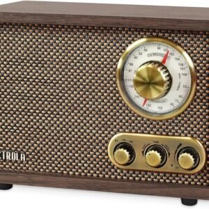 Victrola Willow – Retro Wood Bluetooth Radio with Built-in Speakers: Elegant & Vintage Design, Rotary AM/FM Tuning Dial, Bass & Treble Control, Wireless Streaming (Espresso)