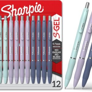 Sharpie S-Gel, Gel Pens, Medium Point (0.7mm), Assorted Fashion Barrels, Black Ink, 12 Count – Office, Teacher, School Supplies