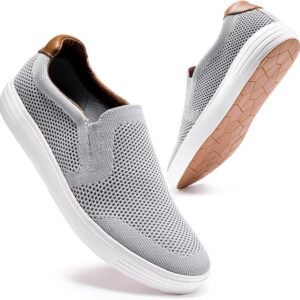 konhill Mens Slip On Loafers Sneakers – Casual Knit Walking Shoes for Men, Lightweight Breathable Memory Foam Boat Shoes, Comfortable Slip-On Driving Loafers for Work Travel Beach