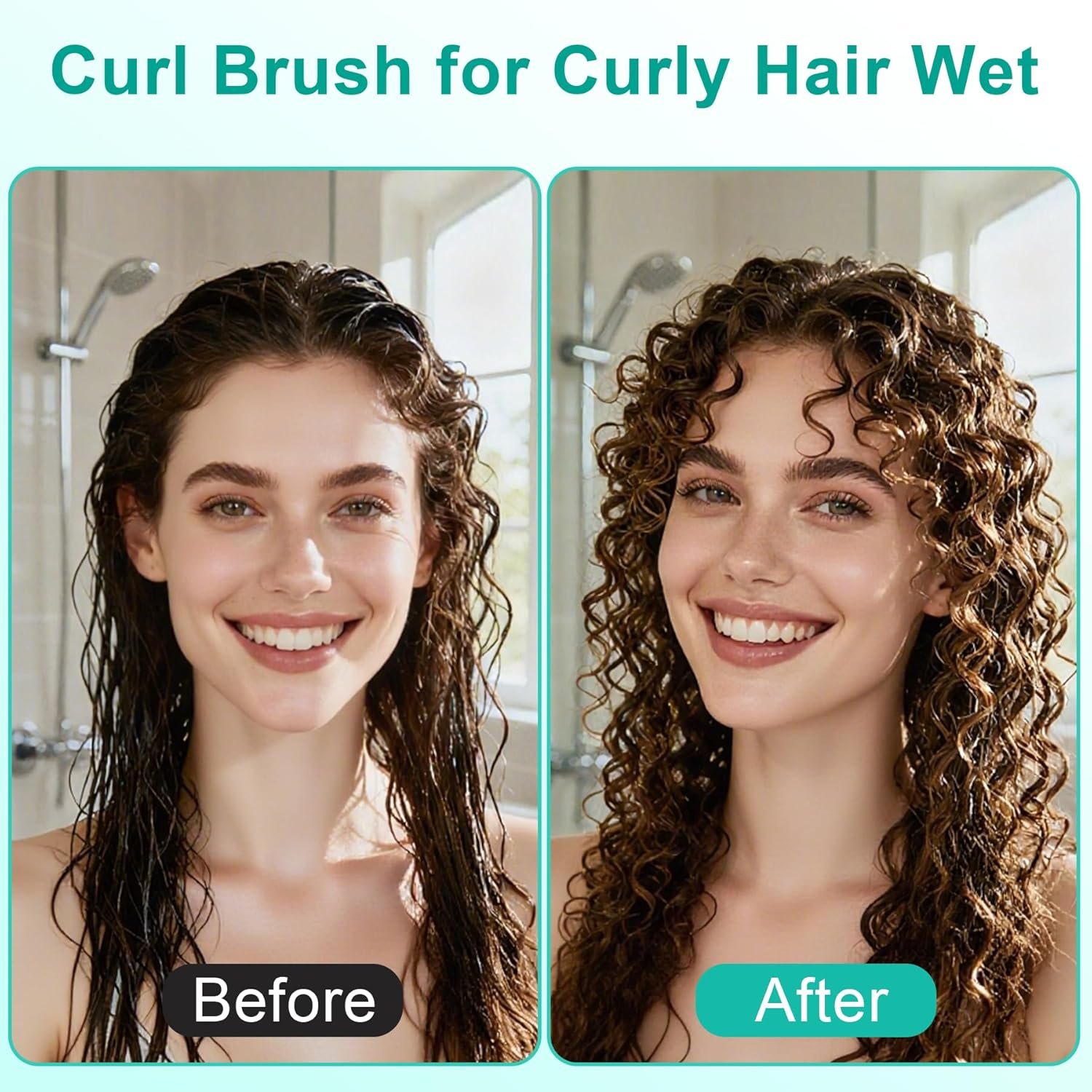 Curly Hair Brush, Curl Defining Brush with Soft Boar Bristles Detangling Tangled Glides, Wide-Teeth Design Effortlessly Shaping & Defining Curls, Curling Definer for Wet & Dry Hair (Green) - Image 4