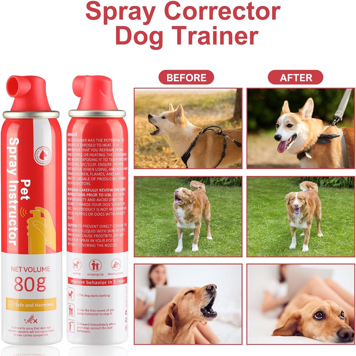 Corrector Spray Dog Trainer, 80ml 1 Pack Dog Corrector Spray for Dogs to Stops Barking, Jumping Up Attacks & Unwanted Dog Behaviour Humane Effective - Image 5