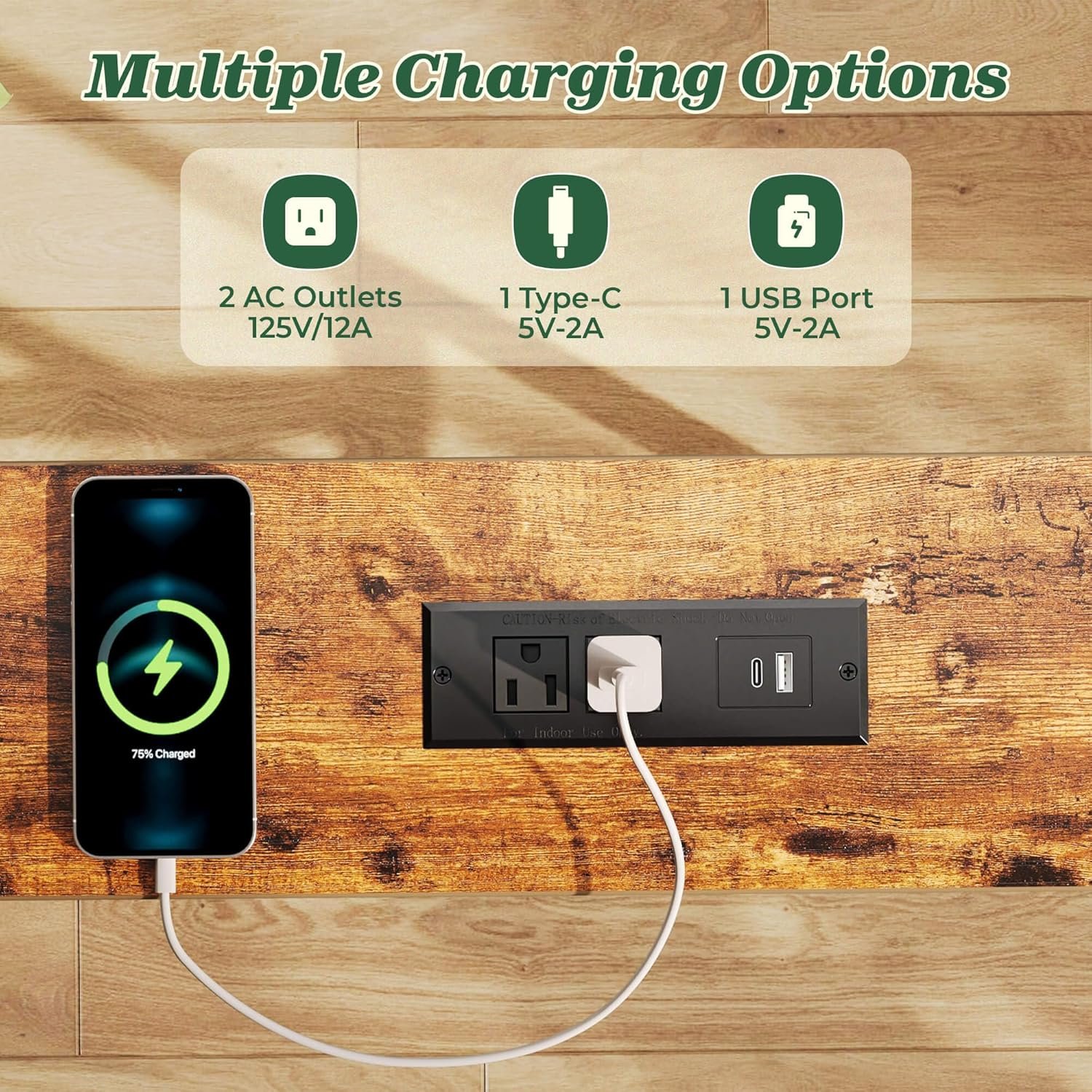 SUPERJARE 78.8 inch Narrow Console Table with Outlet, Sofa Tables, Behind Couch Table, Long Entryway Tables with Charging Station, for Living Room, Rustic Brown - Image 4