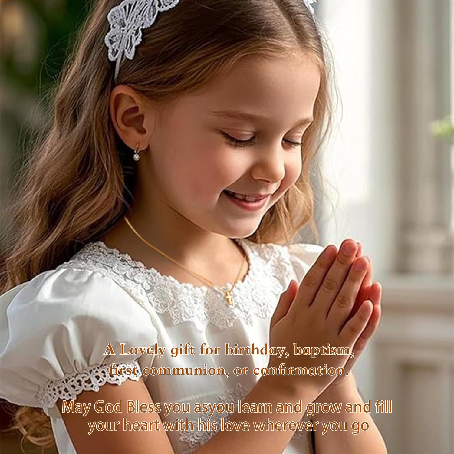 Easter Basket Stuffer Cross Necklace for Women Girls, Dainty 14K Gold Silver Plated Cross Choker Jewelry Non Tarnish Waterproof Cute Simple Small Necklace Christian Baptism Religious Faith Jewelry Gifts - Image 5