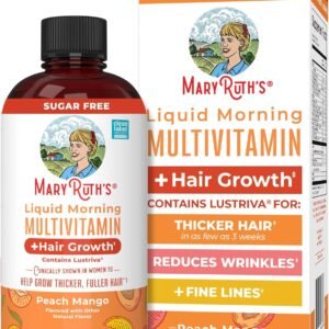 MARYRUTH’S Liquid Multivitamin+Hair Growth | Biotin 10000mcg | Lustriva Hair Growth Supplement | Clinically Tested in Women for Thicker Hair&Facial Wrinkle | Skin Care | Ages 18+ | 15.22 Fl Oz