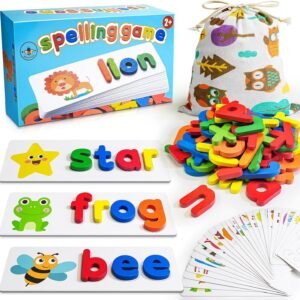 BEESTECH Alphabet ABC Learning Educational Toys for 3 4 5 Years Old Boys Girls, Wooden Puzzle Flash Cards Preschool Activity Letter Matching Games for Kids Toddlers