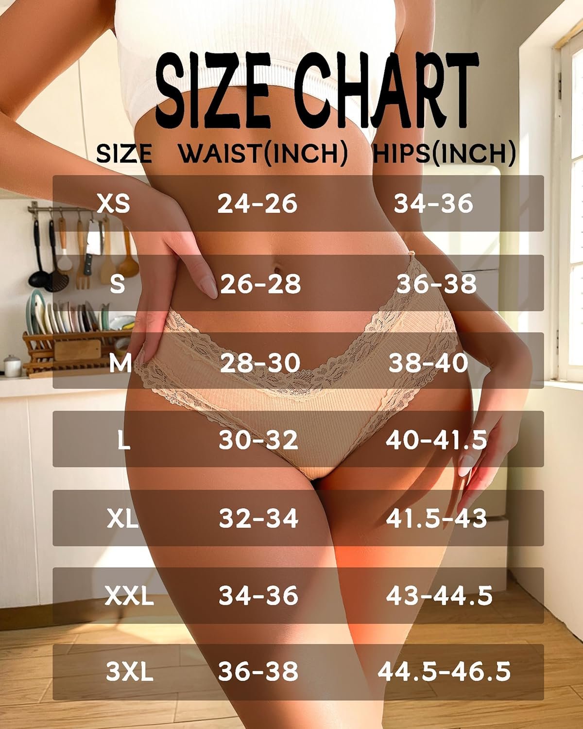 Sth Big Womens Cotton Underwear Sexy Lace Brazilian Panties Soft Breathable Cotton Bikini for Ladies 6 Pack - Image 5