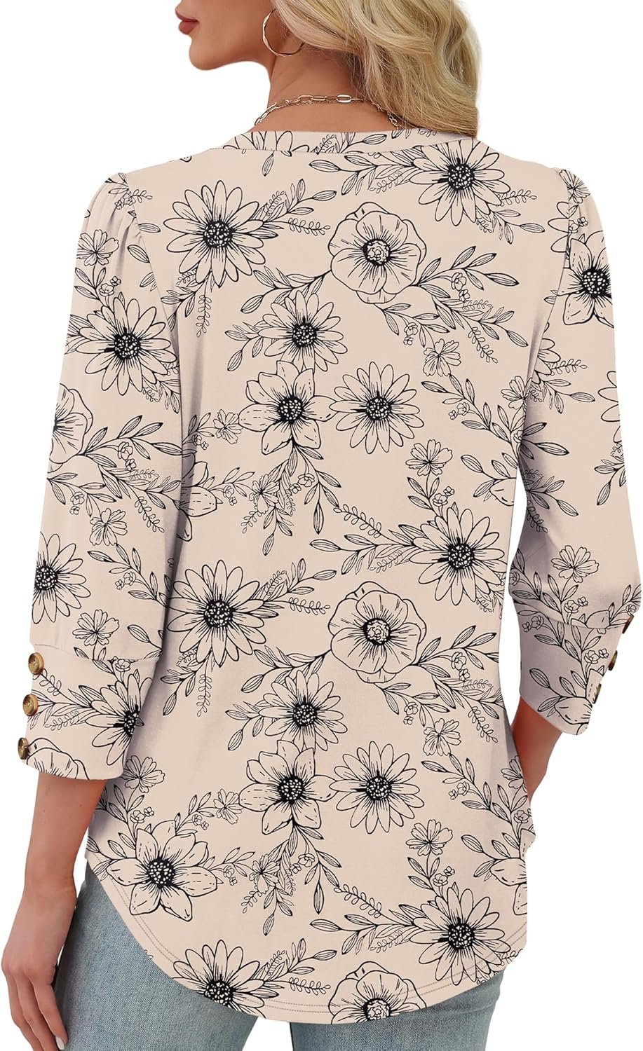 XIEERDUO Womens 3/4 Sleeve Tops with Buttons V-Neck Summer Outfits Casual Blouses Shirts Beach Vacation Fall Clothes 2026 - Image 5
