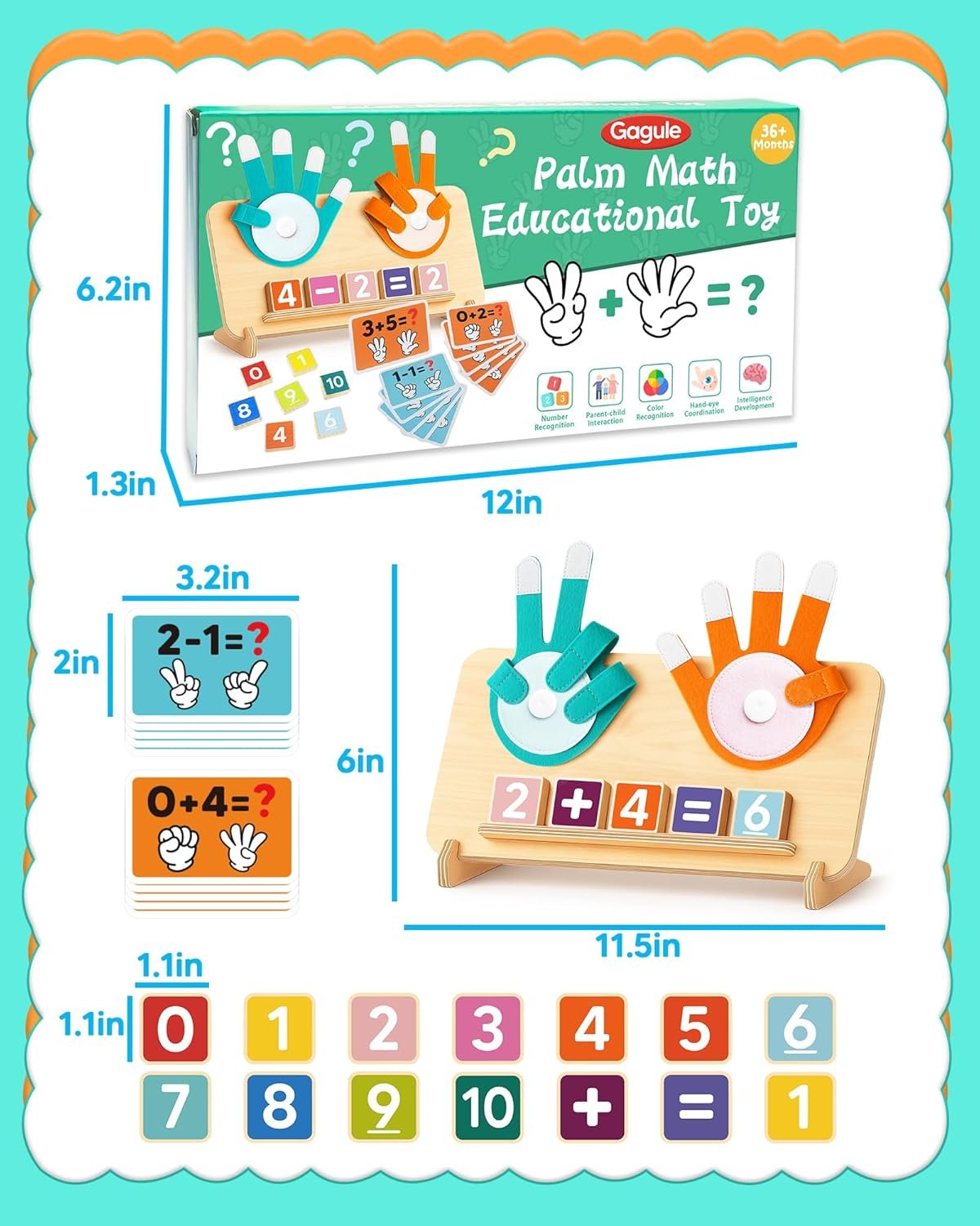 Montessori Educational Learning Toys for 3 4 5 Year Old Boys Girls Birthday Gifts, Toddler Preschool Learning Activities, Number Counting Blocks Toys for Kids, Math Manipulatives Counting Toy for 3-5 - Image 6