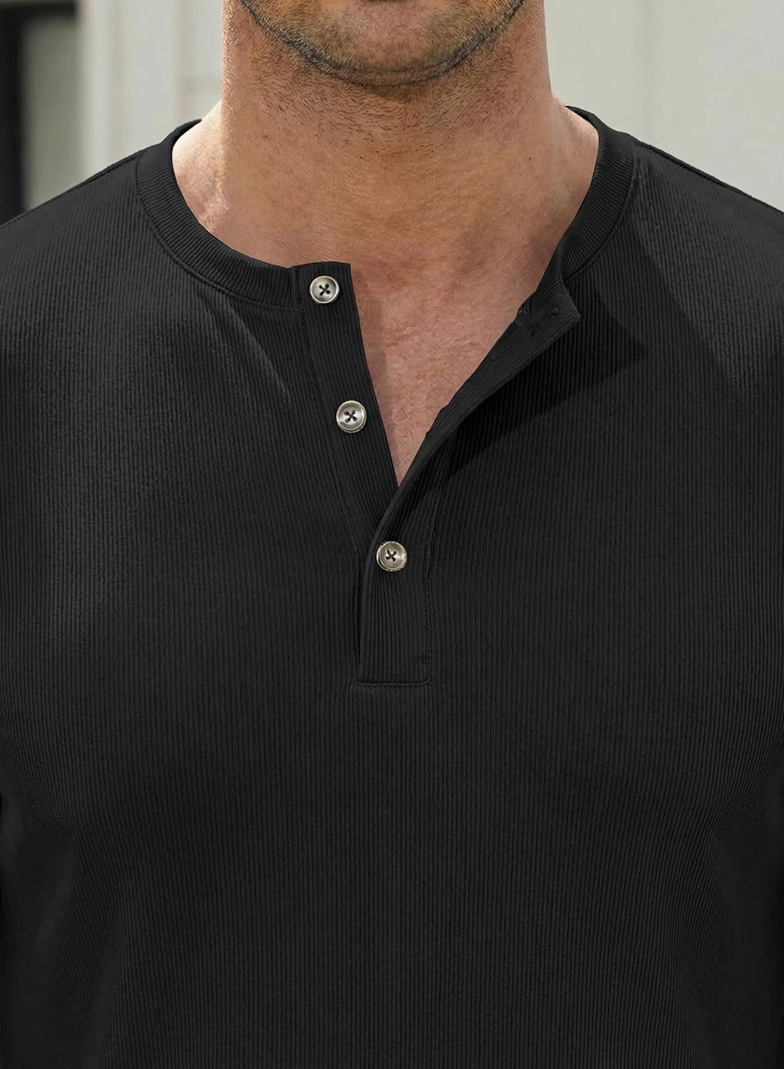 JMIERR Men's Muscle Slim Henley Shirts Crewneck Longline T-Shirt Gym Workout Athletic Shirt Tees with Button - Image 8