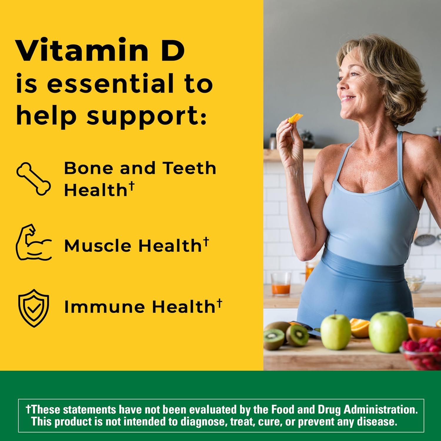 Nature Made Vitamin D3 K2 Supplement, 5000 IU (125 mcg) Vitamin D for Bone, Teeth, Muscle and Immune Support, 30 D3 and K2 Softgels, 30 Day Supply - Image 2