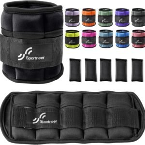 Sportneer Adjustable Ankle Weights Set – 1 Pair (2-10 lbs) Removable Sandbags for Women & Men, Comfortable Neoprene Leg Weights for Walking, Running, Pilates, Yoga, Home Workout & Physical Therapy