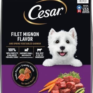 Cesar Small Breed Dry Dog Food for Small Dogs, Filet Mignon Flavor and Spring Vegetables Garnish, 12 lb Bag