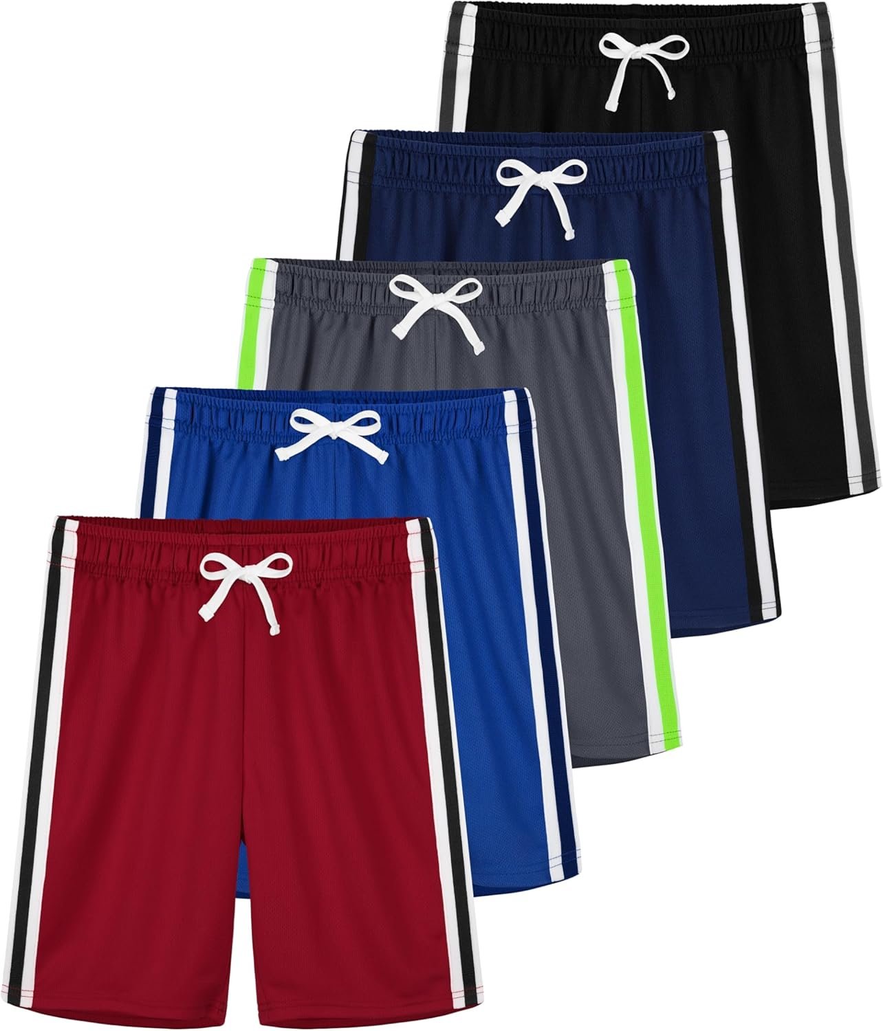 5 Pack Boys Athletic Shorts Boys Shorts Mesh Basketball Soccer Quick Dry Gym Clothes for Kids with Drawstring
