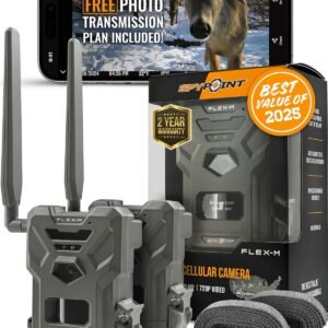 SPYPOINT Flex-M Twin Pack Cellular Trail Cameras – Best Hunting Accessories, No WiFi Needed, GPS, Night Vision, Dual-Sim LTE, IP65 Water-Resistant Game Camera, 28MP Photos, 720p Videos + Sound (2)