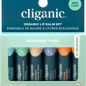 Cliganic Organic Lip Balm Set (6 Flavors) – 100% Natural Hydrating, Moisturizing for Dry Cracked Lips, Stocking Stuffer Gift for Men & Women